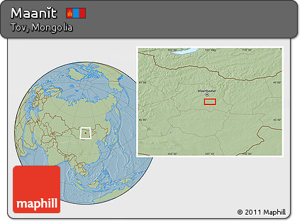 Savanna Style Location Map of Maanĭt, hill shading