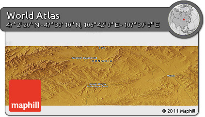 Physical Panoramic Map of the Area around 47° 16' 15" N, 107° 10' 30" E