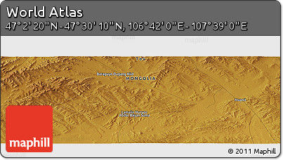 Physical Panoramic Map of the Area around 47° 16' 15" N, 107° 10' 30" E