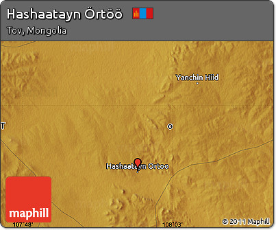 Physical Map of Hashaatayn Örtöö