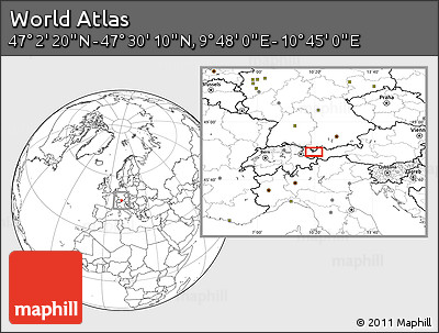 Blank Location Map of the Area around 47° 16' 15" N, 10° 16' 30" E