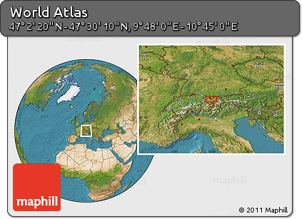 Satellite Location Map of the Area around 47° 16' 15" N, 10° 16' 30" E