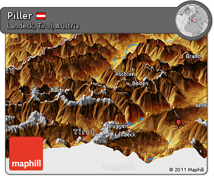 Physical Panoramic Map of Piller
