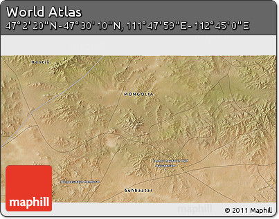 Satellite 3D Map of the Area around 47° 16' 15" N, 112° 16' 30" E