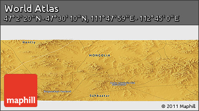 Physical Panoramic Map of the Area around 47° 16' 15" N, 112° 16' 30" E