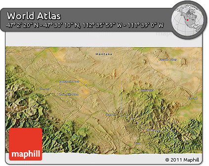 Satellite 3D Map of the Area around 47° 16' 15" N, 112° 7' 30" W