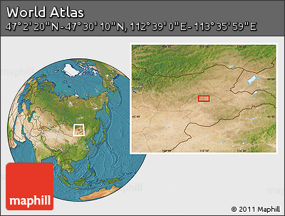 Satellite Location Map of the Area around 47° 16' 15" N, 113° 7' 30" E