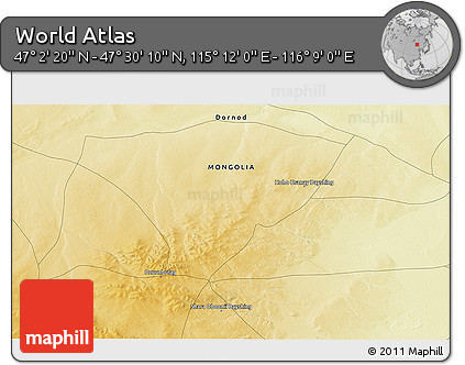 Physical 3D Map of the Area around 47° 16' 15" N, 115° 40' 30" E