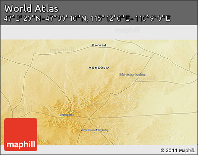 Physical 3D Map of the Area around 47° 16' 15" N, 115° 40' 30" E