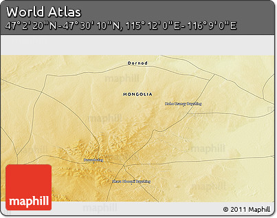 Physical 3D Map of the Area around 47° 16' 15" N, 115° 40' 30" E