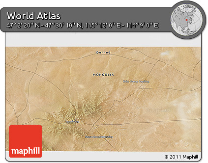Satellite 3D Map of the Area around 47° 16' 15" N, 115° 40' 30" E