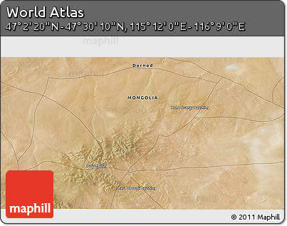 Satellite 3D Map of the Area around 47° 16' 15" N, 115° 40' 30" E