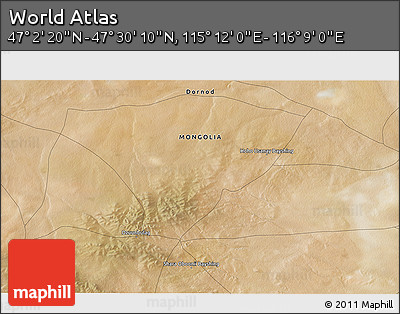 Satellite 3D Map of the Area around 47° 16' 15" N, 115° 40' 30" E