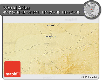 Physical 3D Map of the Area around 47° 16' 15" N, 118° 13' 29" E