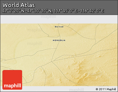 Physical 3D Map of the Area around 47° 16' 15" N, 118° 13' 29" E