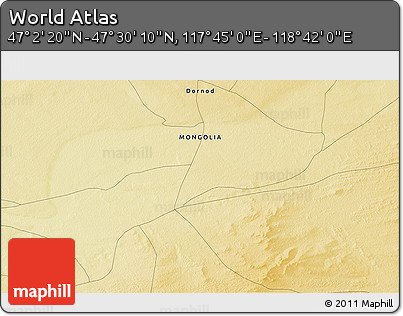 Physical 3D Map of the Area around 47° 16' 15" N, 118° 13' 29" E