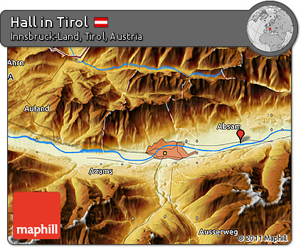 Physical 3D Map of Hall In Tirol