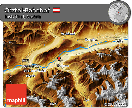 Physical 3D Map of Ötztal-Bahnhof