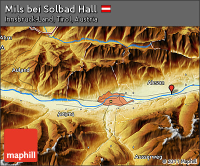 Physical 3D Map of Mils Bei Solbad Hall