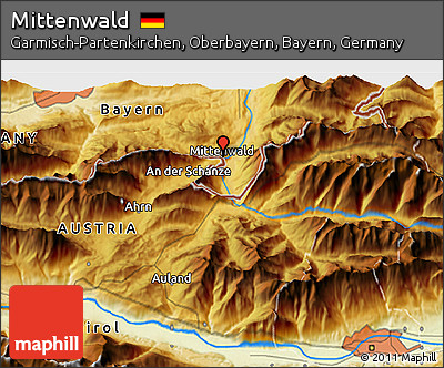 Physical 3D Map of Mittenwald