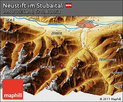 Physical 3D Map of Neustift Im Stubaital