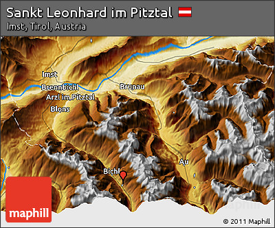 Physical 3D Map of Sankt Leonhard Im Pitztal