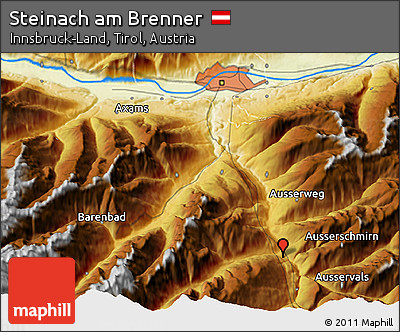 Physical 3D Map of Steinach Am Brenner