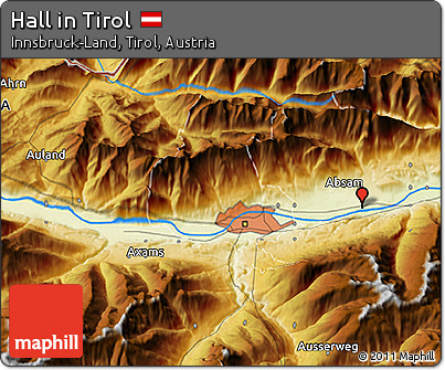 Physical 3D Map of Hall In Tirol