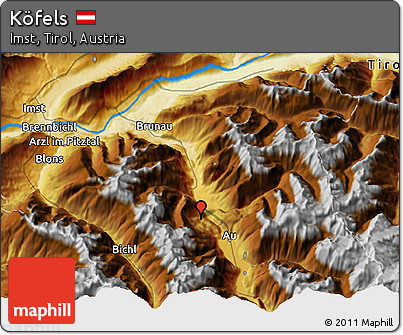 Physical 3D Map of Köfels