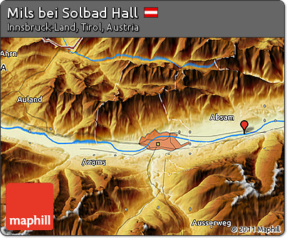 Physical 3D Map of Mils Bei Solbad Hall