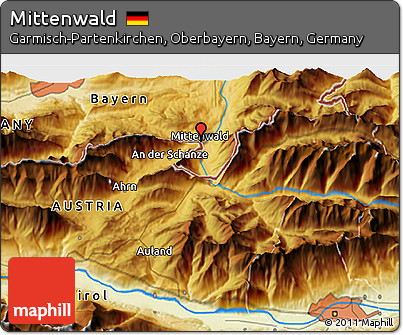 Physical 3D Map of Mittenwald