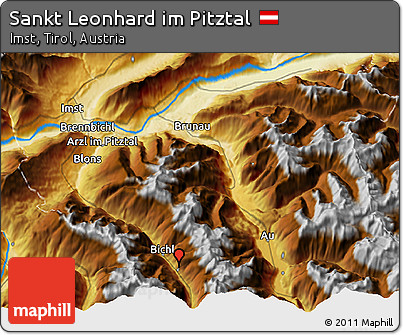 Physical 3D Map of Sankt Leonhard Im Pitztal