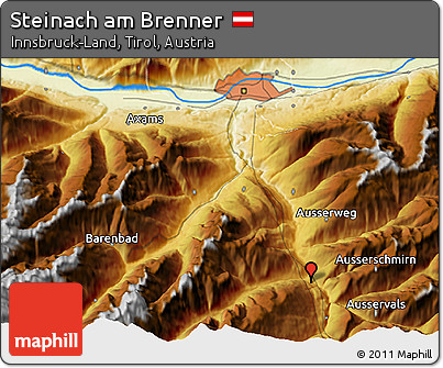 Physical 3D Map of Steinach Am Brenner