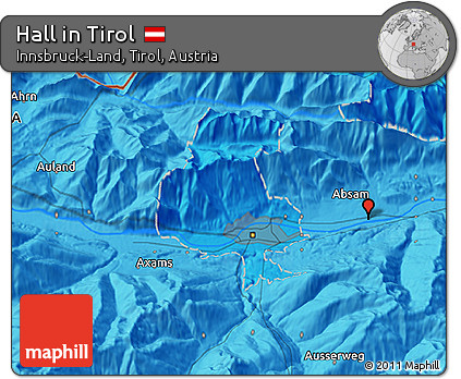 Political 3D Map of Hall In Tirol