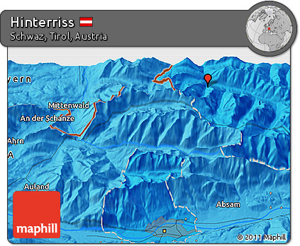 Political 3D Map of Hinterriss