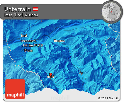 Political 3D Map of Unterrain