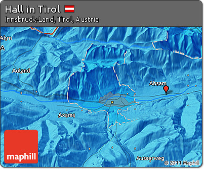 Political 3D Map of Hall In Tirol