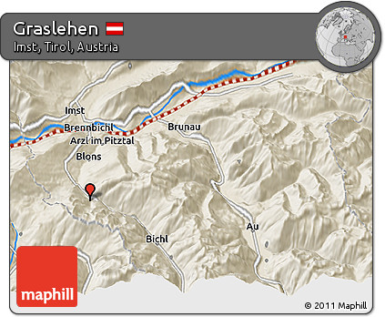Shaded Relief 3D Map of Graslehen