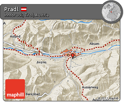 Shaded Relief 3D Map of Pradl