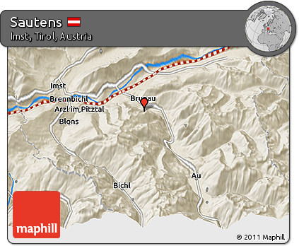 Shaded Relief 3D Map of Sautens