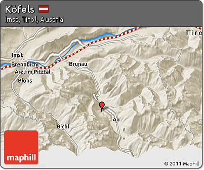 Shaded Relief 3D Map of Köfels