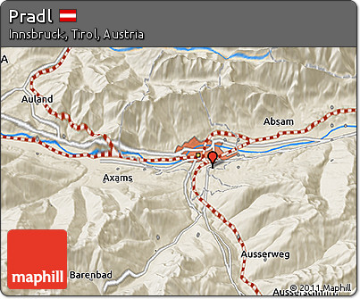 Shaded Relief 3D Map of Pradl