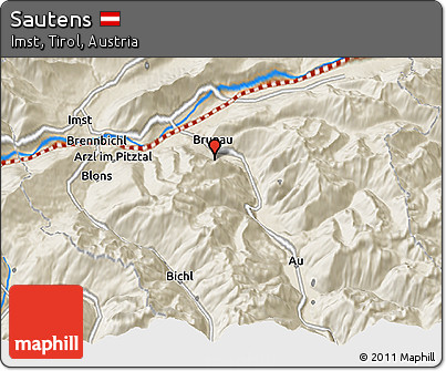 Shaded Relief 3D Map of Sautens