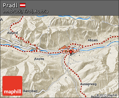 Shaded Relief 3D Map of Pradl