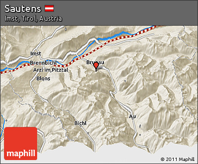 Shaded Relief 3D Map of Sautens