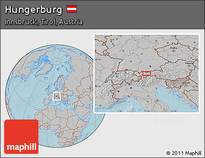 Gray Location Map of Hungerburg, hill shading