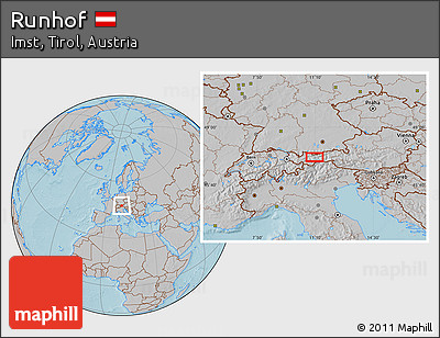 Gray Location Map of Runhof, hill shading