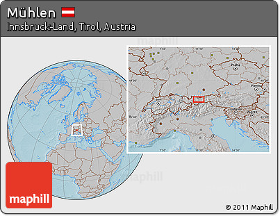 Gray Location Map of Mühlen, hill shading