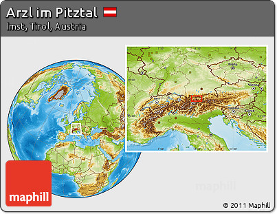 Physical Location Map of Arzl Im Pitztal