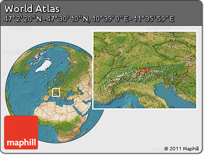 Satellite Location Map of the Area around 47° 16' 15" N, 11° 7' 30" E